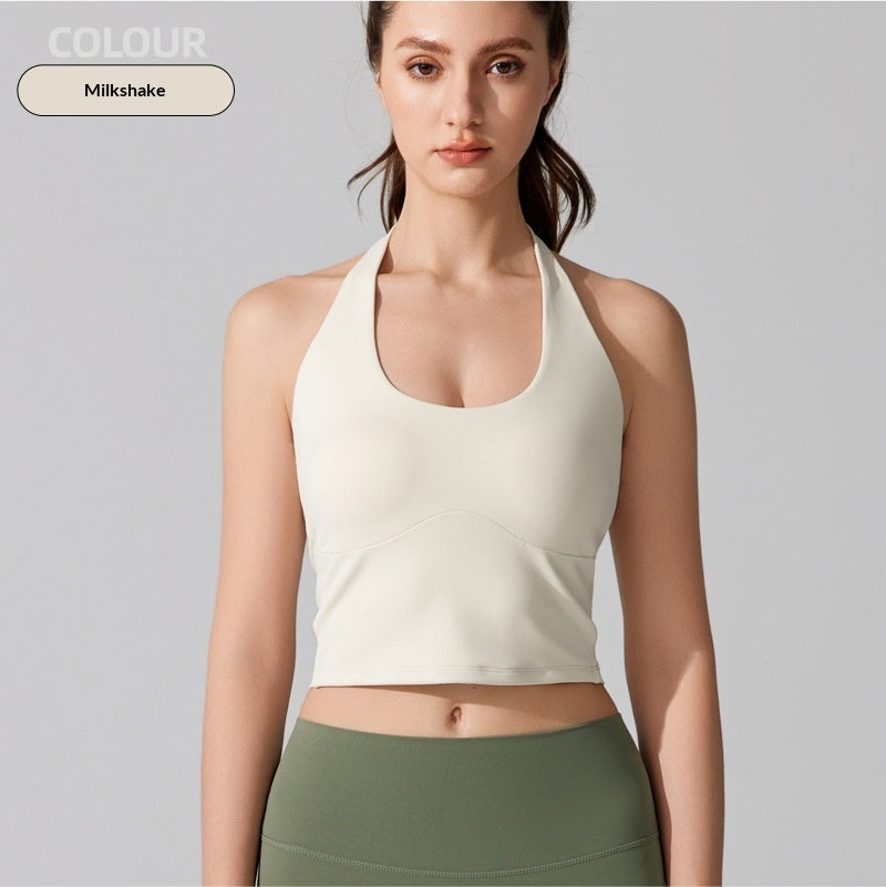 Sports Bra With A Halterneck Design Seamless Yoga Wear