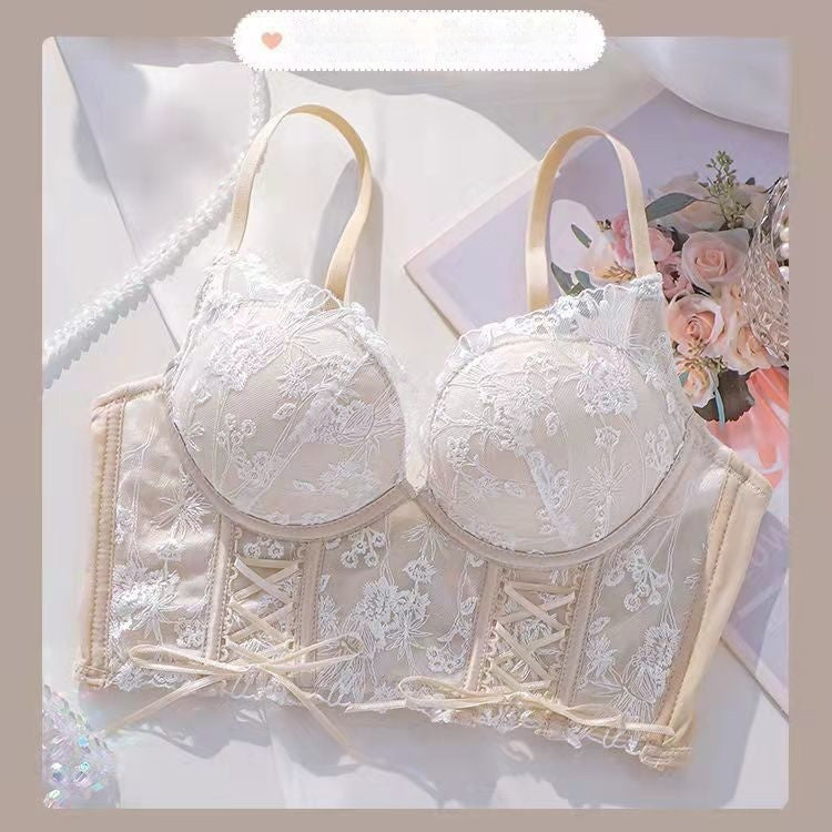 Women's Fashion Casual Bow Breast Holding Push Up Wireless Bra