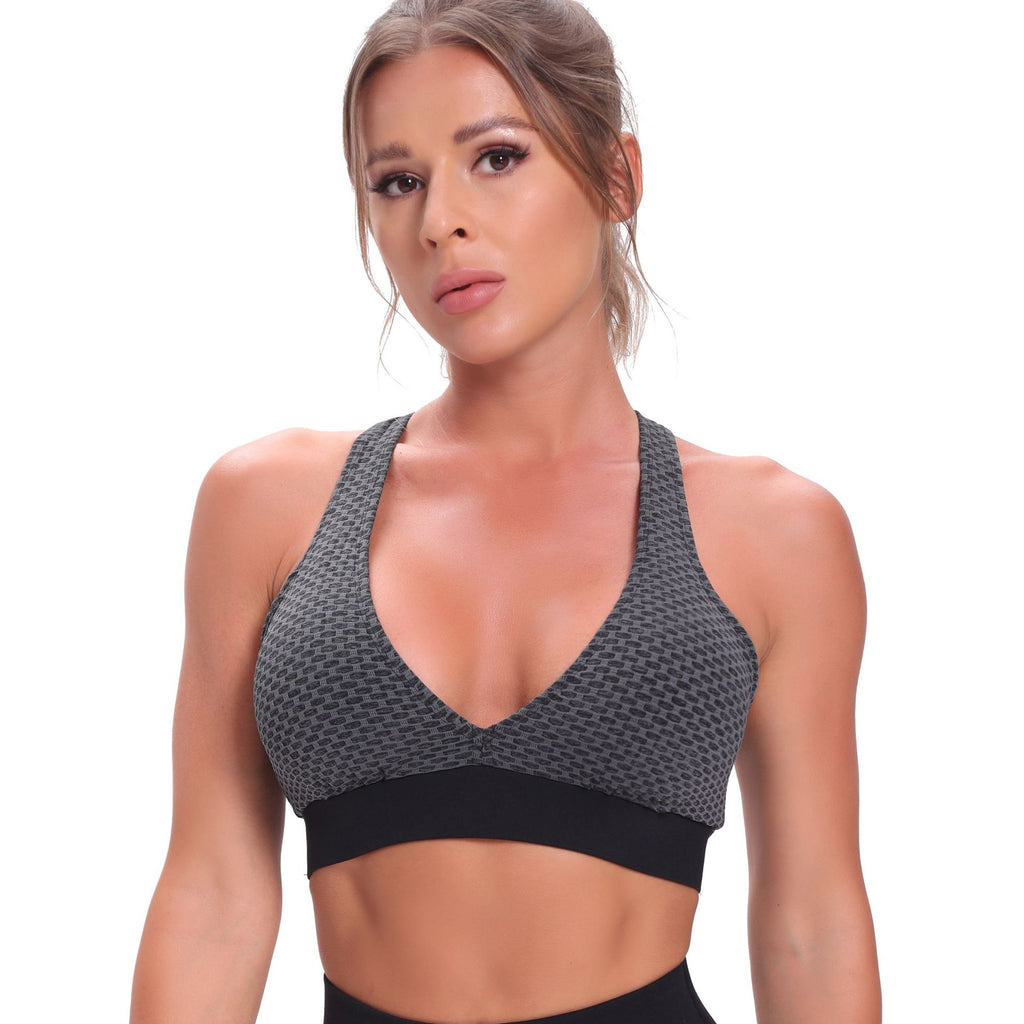 Casual Fitness Thick Jacquard Honeycomb Bubble Sexy Beauty Back Sports Bra