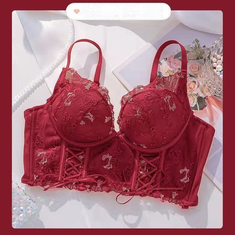 Women's Fashion Casual Bow Breast Holding Push Up Wireless Bra