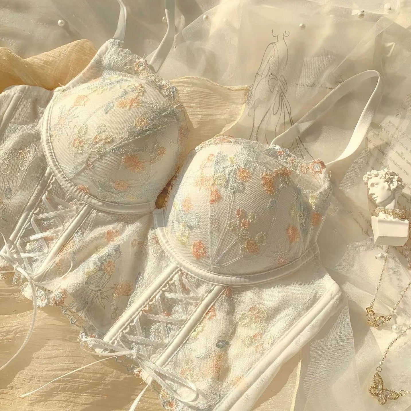 Women's Fashion Casual Bow Breast Holding Push Up Wireless Bra
