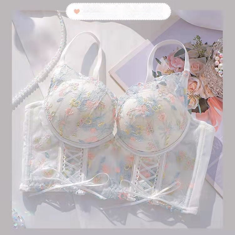 Women's Fashion Casual Bow Breast Holding Push Up Wireless Bra